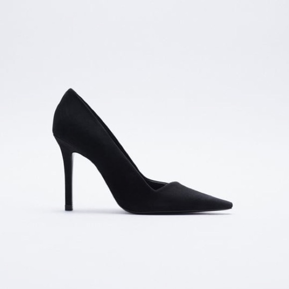 NWT. Zara Black Suede Leather High-Heel Shoes. Size 9. - Picture 1 of 7